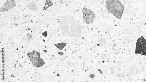 Terrazzo texture. Polished concrete floor and wall pattern. Old terrazzo flooring in seamless patterns texture , polished light gray, black and white stone for background.	