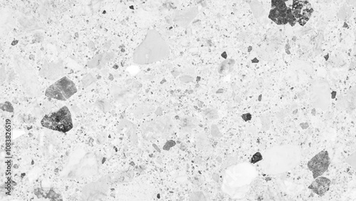 Terrazzo texture. Polished concrete floor and wall pattern. Old terrazzo flooring in seamless patterns texture , polished light gray, black and white stone for background.	