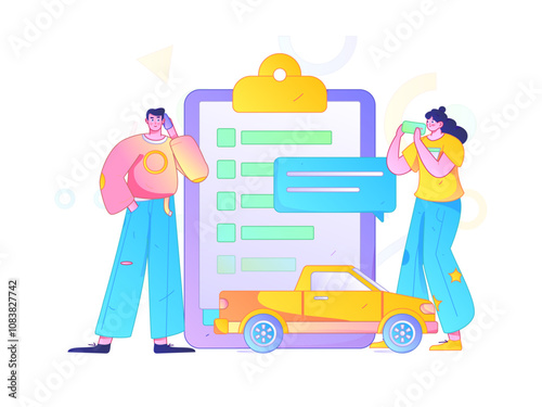 Buy insurance for car flat character vector concept operation illustration
