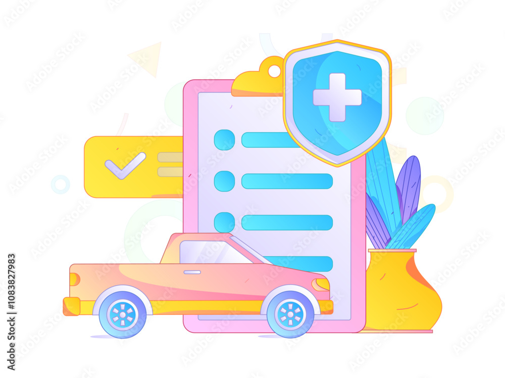 Naklejka premium Buy insurance for car flat character vector concept operation illustration 