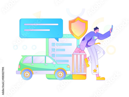 Buy insurance for car flat character vector concept operation illustration
