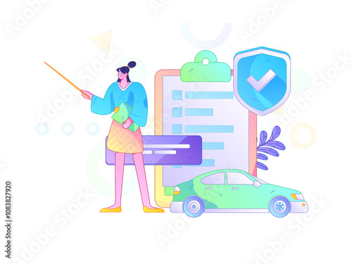 Buy insurance for car flat character vector concept operation illustration
