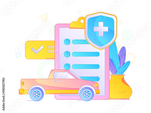 Buy insurance for car flat character vector concept operation illustration
