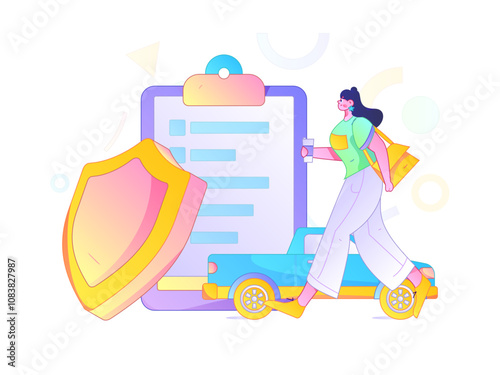 Buy insurance for car flat character vector concept operation illustration
