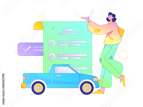 Buy insurance for car flat character vector concept operation illustration
