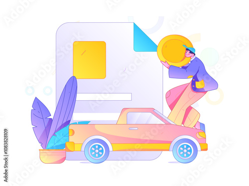 Buy insurance for car flat character vector concept operation illustration
