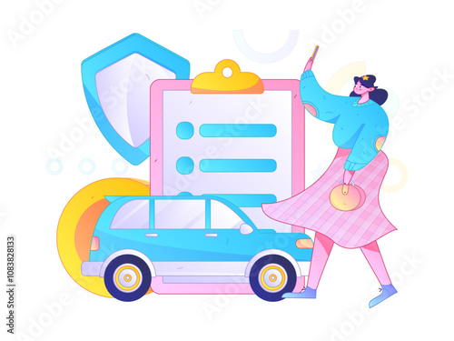 Buy insurance for car flat character vector concept operation illustration
