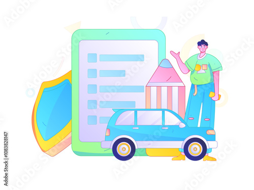 Buy insurance for car flat character vector concept operation illustration
