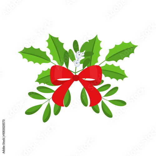 Christmas wreath design element. Winter holiday decoration.