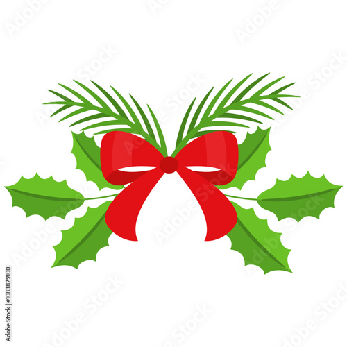 Christmas wreath design element. Winter holiday decoration.