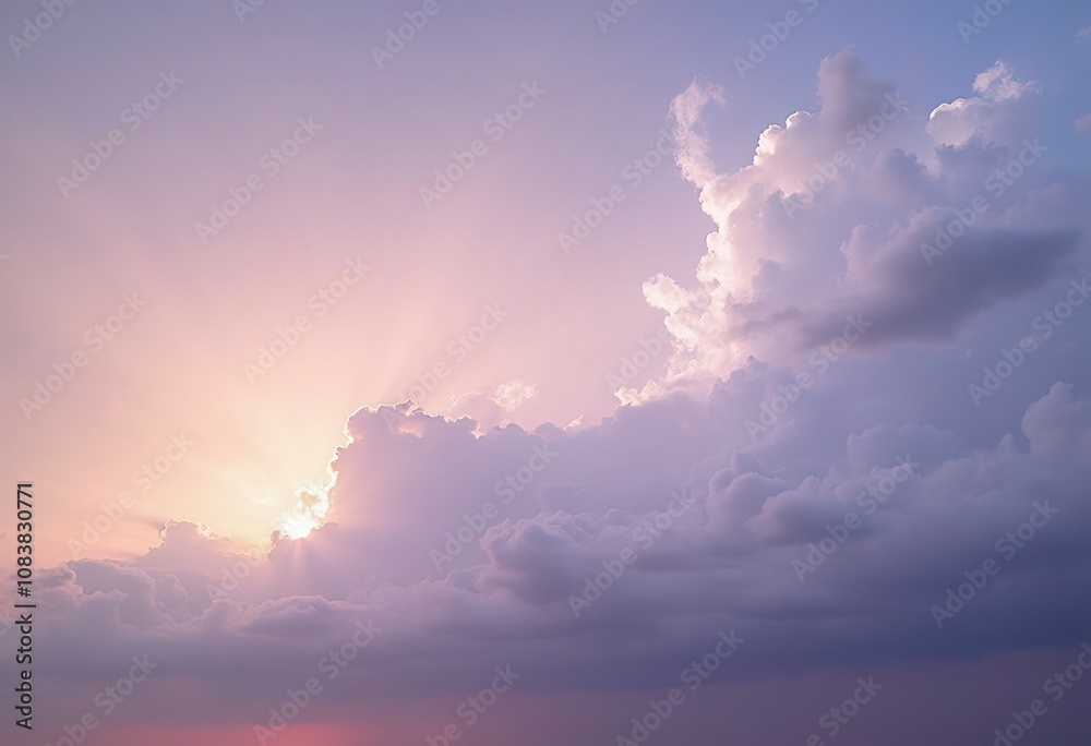 Naklejka premium Dramatic cloudy sky with sun peeking through the clouds