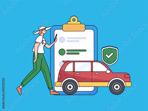 Buy insurance for car flat character vector concept operation illustration
