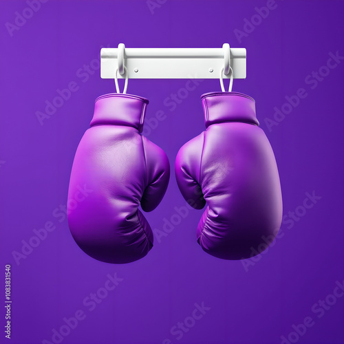 Powerful Presence: Purple Boxing Gloves in Studio Lighting photo