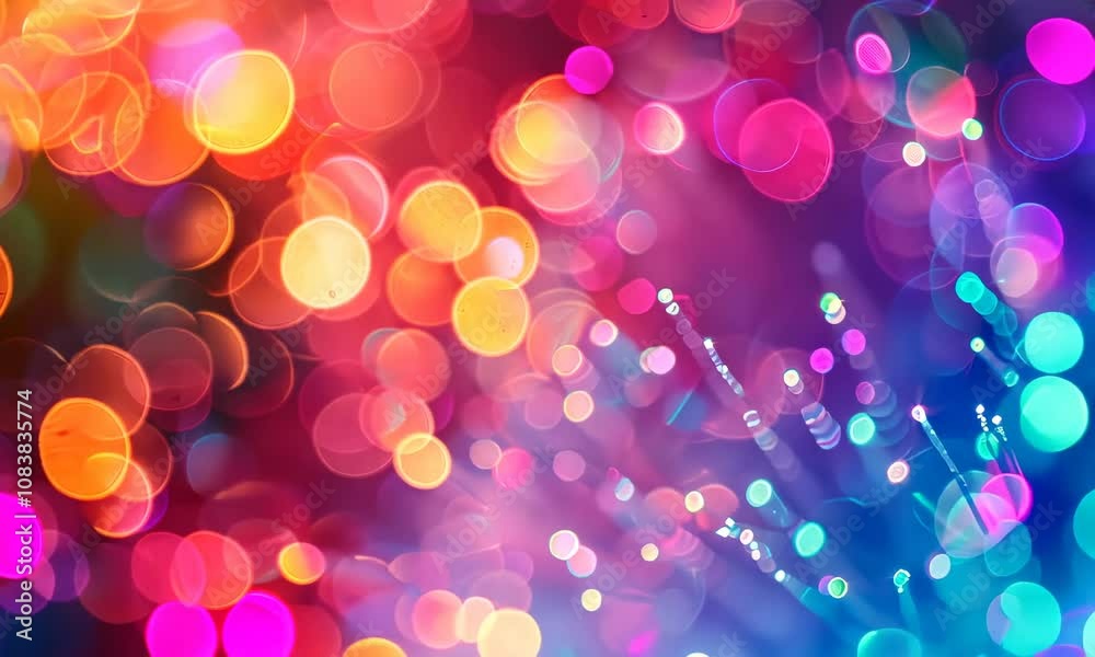 Vibrant bokeh background with blend of pink and blue hues light reflections