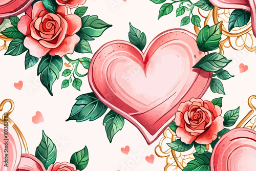 featuring heart, with intricate roses motifs for extra visual appeal