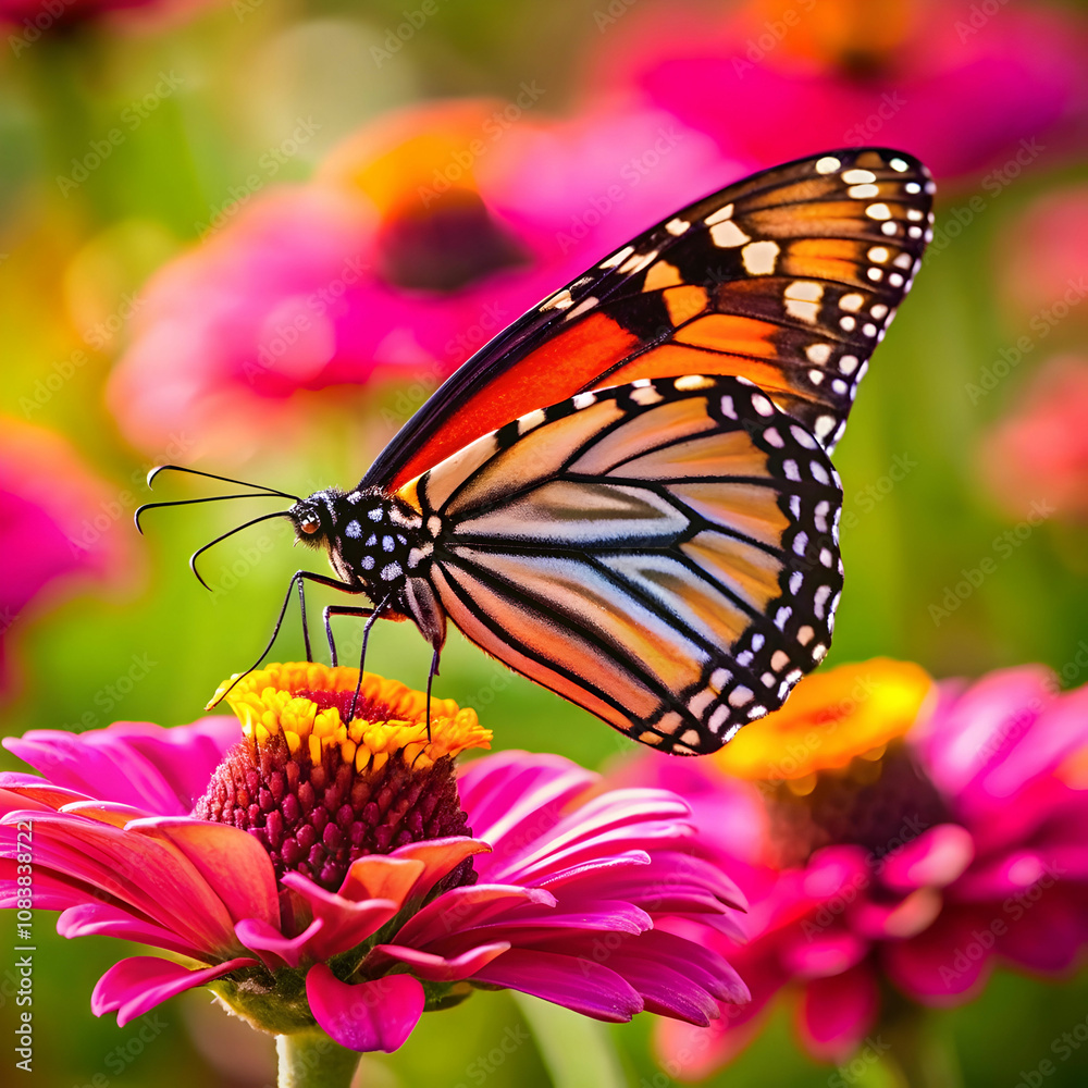 Fototapeta premium Butterfly on Pink Blossom