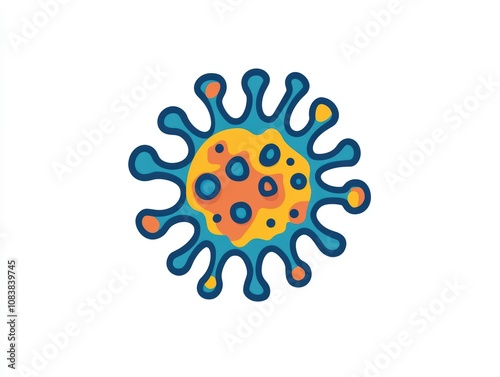 Colorful virus illustration, white isolated background photo