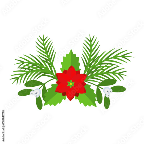 Christmas wreath design element. Winter holiday decoration.