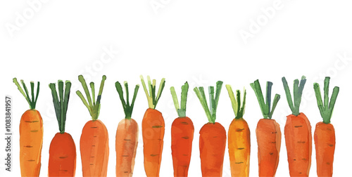 Watercolor carrots patch, simple decorative border isolated