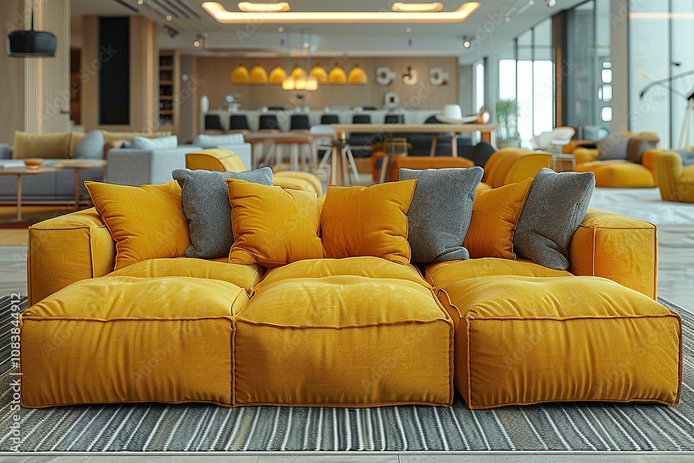 Obraz premium Yellow sofa set in the drawing room UHD wallpaper