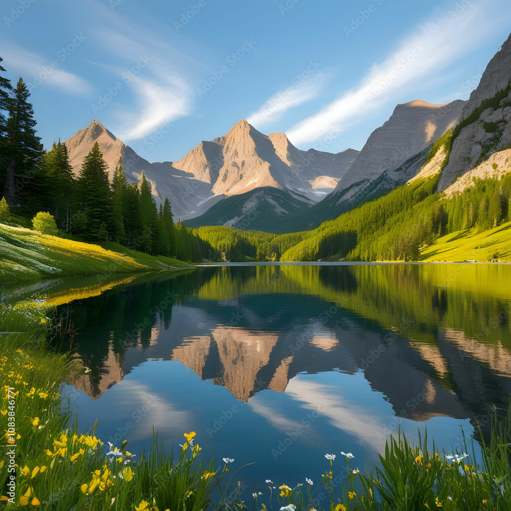 Fototapeta premium Tranquil Mountain Lake