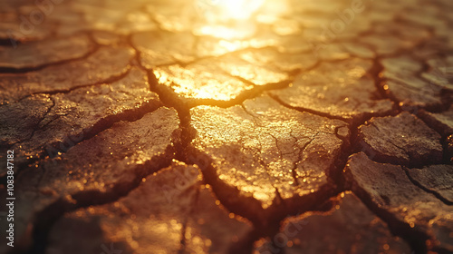 Golden Hour Cracked Earth Background Illustration