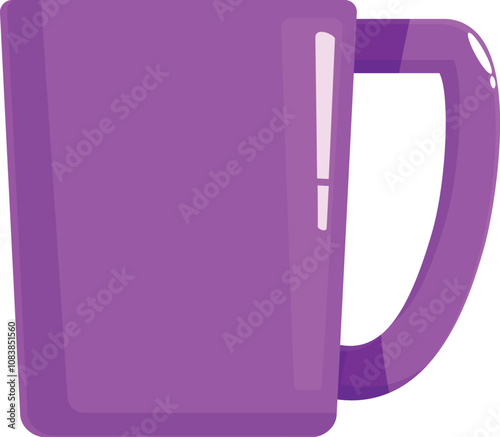 Purple mug standing on a white background, simple modern design