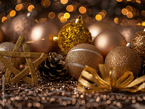 luxurious_christmas_festive_background_with_lights photo