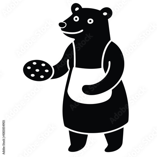 Bear Baking Cookies Vector.