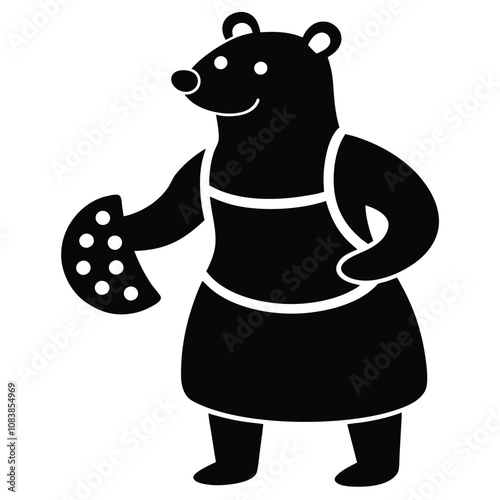 Bear Baking Cookies Vector.