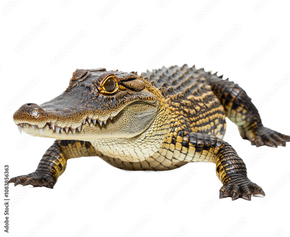 Naklejka premium Adorable Baby Crocodile Closeup , isolated on white background png