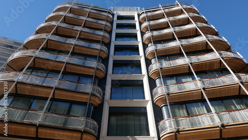 Monaco, facade of the new residential quarter of One, magnificent apartments, a foot zone with a large number magnificent branded shops and restaurants, place Casino