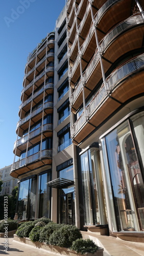 Monaco, facade of the new residential quarter of One, magnificent apartments, a foot zone with a large number magnificent branded shops and restaurants, place Casino