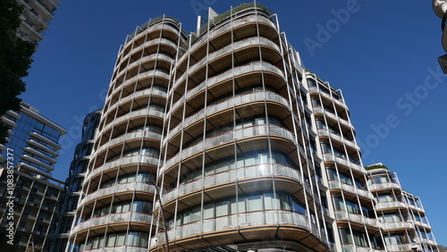 Monaco, facade of the new residential quarter of One, magnificent apartments, a foot zone with a large number magnificent branded shops and restaurants, place Casino