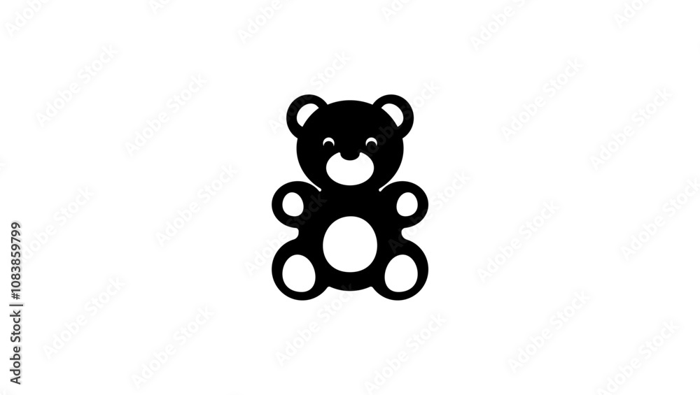 Fototapeta premium Teddy Bear Toy, black isolated silhouette