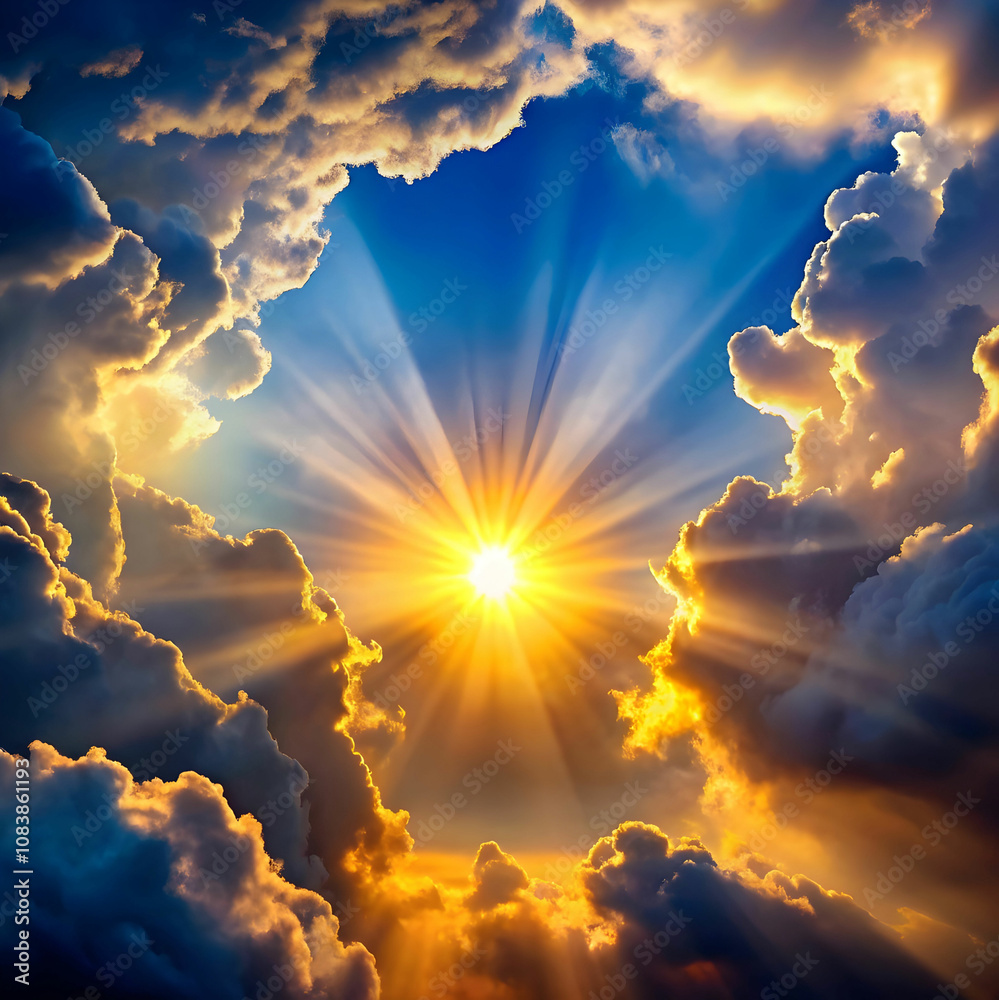 Fototapeta premium Radiant Sunlight Through Clouds