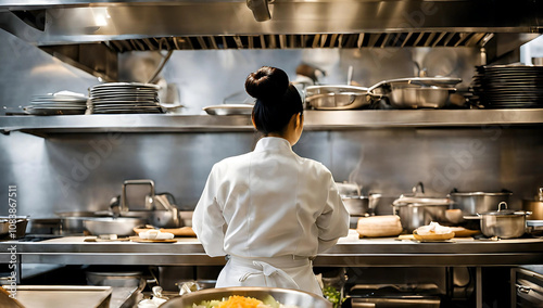 A CHEF IN A RESTAURANT KITCHEN 