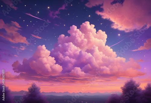 sunset sky with clouds