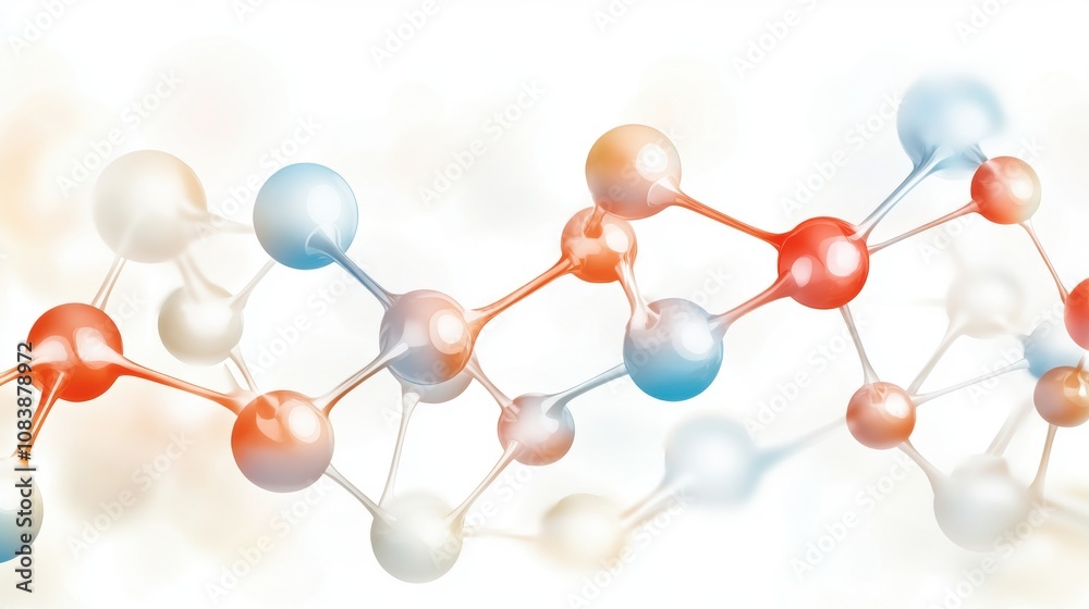 Fototapeta premium Close up of Organic Molecules Showcasing Hydrogen Bonding With Annotations and Soft Lighting Effect