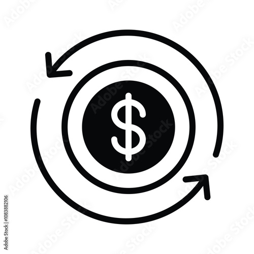 Icon representing a refund or return of money