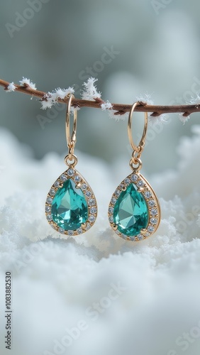 Elegant chrysolite earrings presented. present for New Years Eve, Christmas and winter holidays.