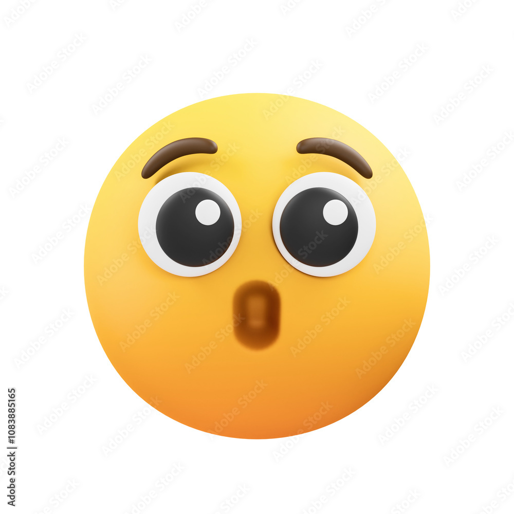 Fototapeta premium shocked face emoji 3d illustration