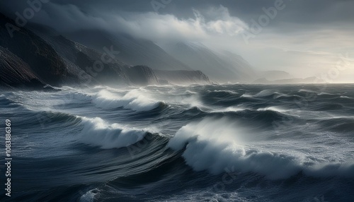 El mar rompiendo en la costa de forma brava