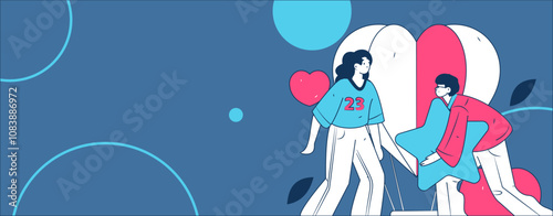 Happy Valentine's Day flat character vector concept business hand drawn illustration
