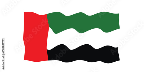 Flag of United Arab Emirates. Arabian national symbol in official colors. Template icon. Abstract vector background