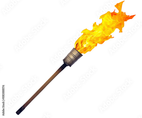 Ancient Torch: A Symbol of Light and Tradition , isolated on white background