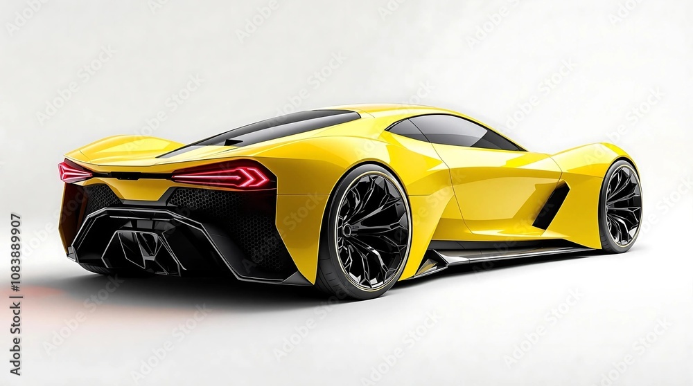 Fototapeta premium Yellow Sports Car on White Background