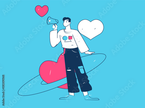 Happy Valentine's Day flat character vector concept business hand drawn illustration
