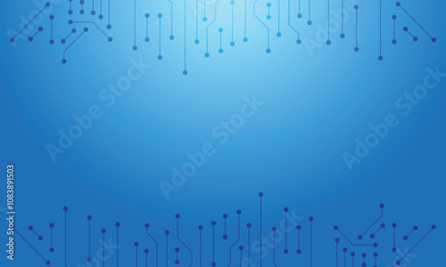 Circuit Board Blue Technology Background. Electronic Lines Engineering Futuristic Banner. Abstract Blue Tech Circuit Board Lines
