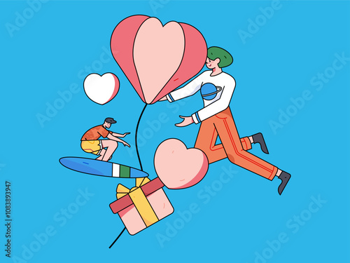 Happy Valentine's Day flat character vector concept business hand drawn illustration
